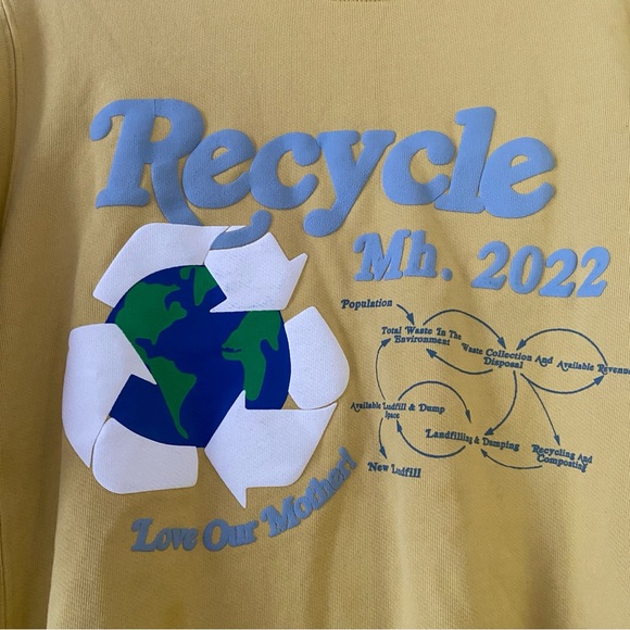 Madhappy Earth Day 2022  Fleece Crewneck, Yellow, size S - Picture 3 of 6